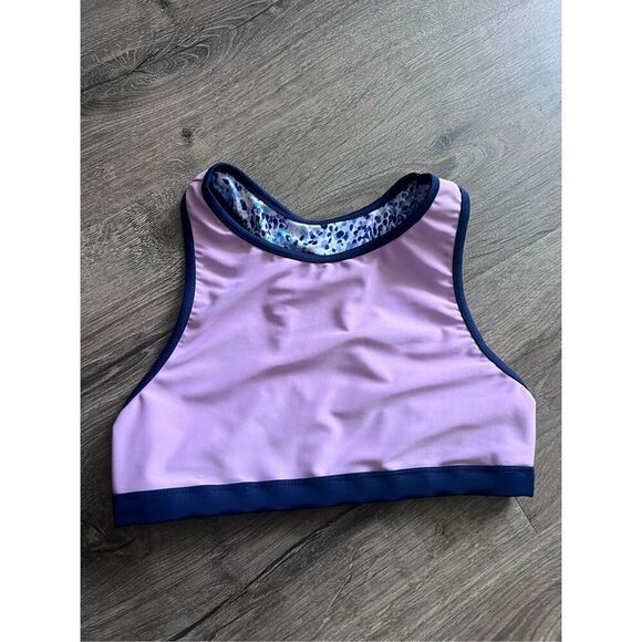 Eddie Bauer Reversible Swimwear Bikini Top Size 10-12 Years Pink Patterned Summe - Picture 1 of 3